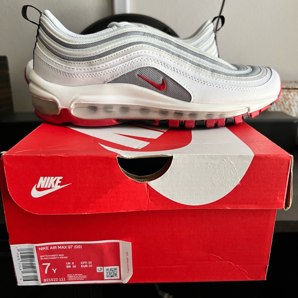 Nike Air Max 97 White and Red Shoes